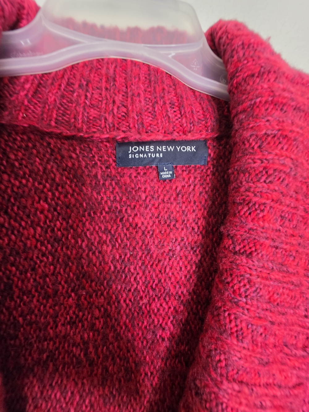Jones New York Signature Womens Red Chunky Knit V-Neck Cardigan Dolman Sz L - Picture 2 of 12